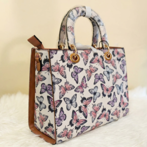 Butterfly Print Structured Tote Bag