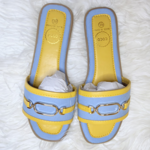 Chain Accent Flat Slide Sandals